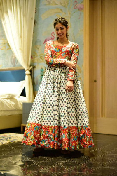 Aastha Fashion Women's Multicolor Cotton Silk Digital Printed Anarkali Dress - Distacart