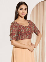 Thumbnail for Joban Fashion Maroon Viscose Rayon Padded Blouse With Sweetheart Neck Elbow Sleeves - Distacart
