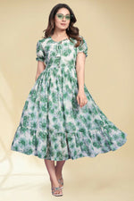 Thumbnail for Preksha Creation New Georgette Floral Print Women Green Long Gown - Distacart