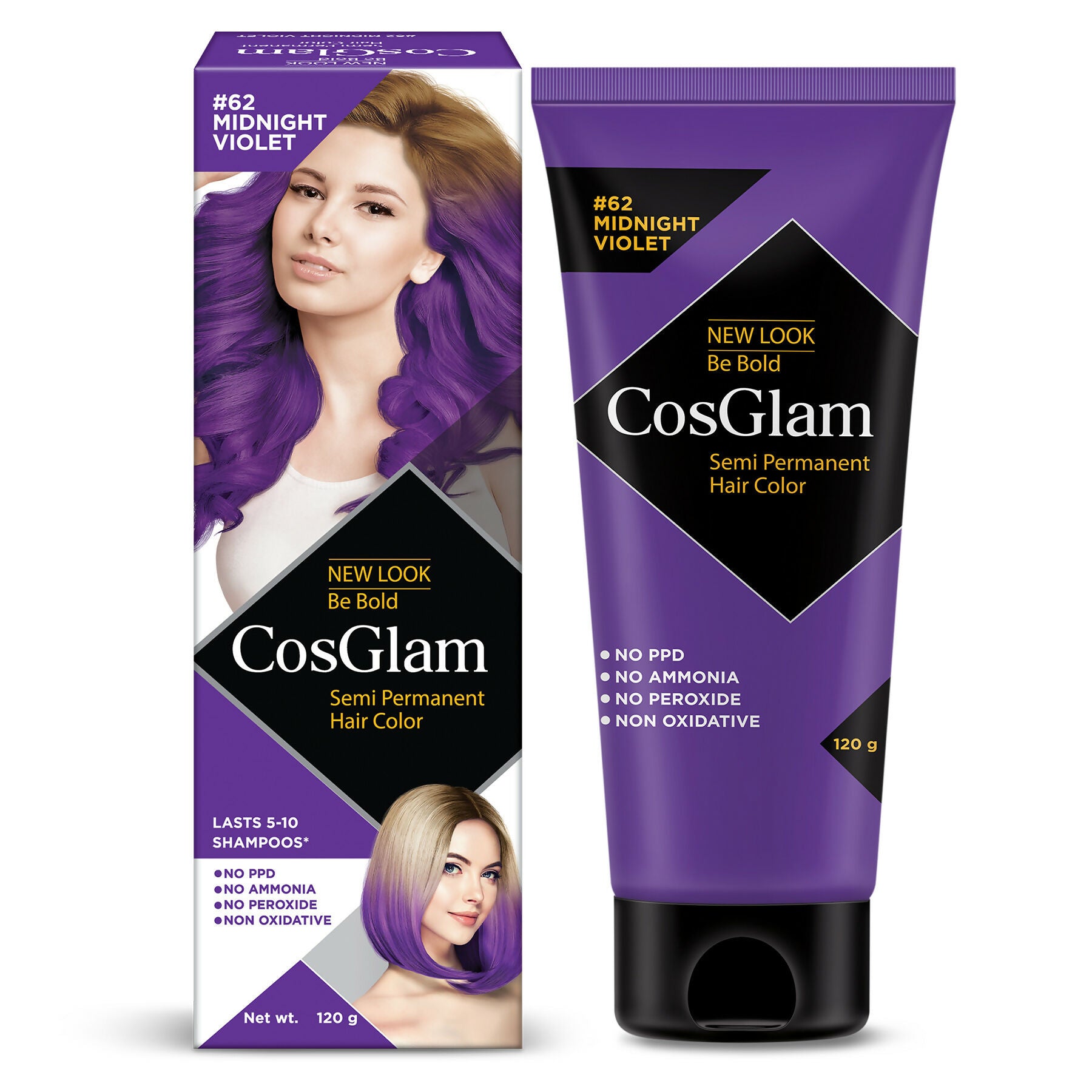 Cosglam Semi Permanent Hair Color for Women & Men (#62 Midnight Violet) - Distacart