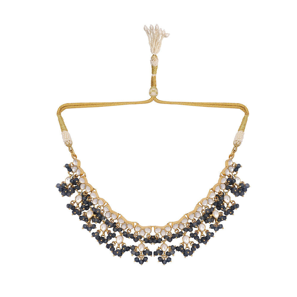 Nuyug 22K Gold Plated Azure Dusk Kundan Necklace
