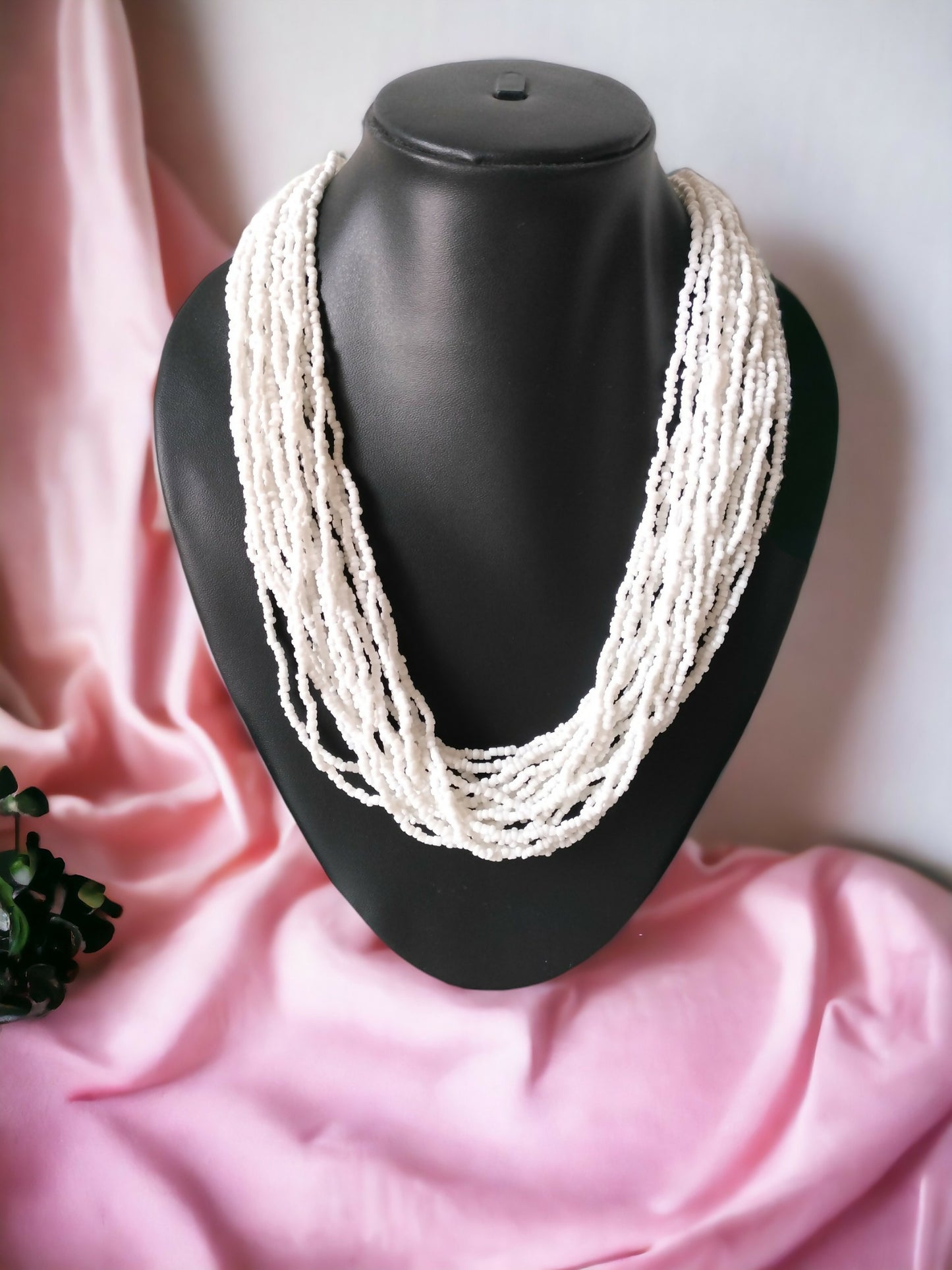 Inhanns Handmade Beaded Multilayer Necklace, 20 Layers - White - Distacart
