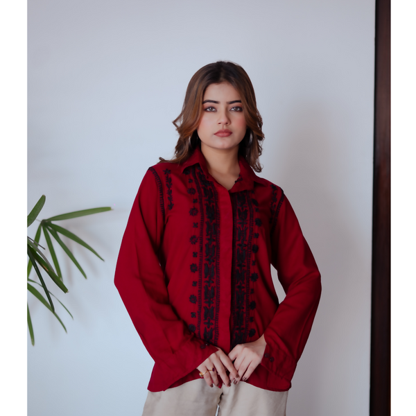 Zibaa Ruby Luxury Rayon Chikankari Shirt
