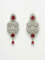 Thumbnail for NVR Women's silver plated Maroon CZ stone handcrafted jewellery set - Distacart