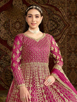 Thumbnail for Anaita Rani Pink Embroidered Net Stitched Anarkali Suit - Distacart