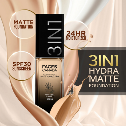 Faces Canada 3 in 1 All Day Hydra Matte Foundation - Rose Ivory 011 - Distacart