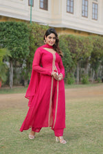 Thumbnail for Jyoti Fashion Women's Pink Faux Blooming Embroidered Kurta with Trouser & Dupatta - Distacart