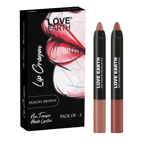 Love Earth Lip Crayon Non-Transfer Lipstick - Peachy Brown - Distacart