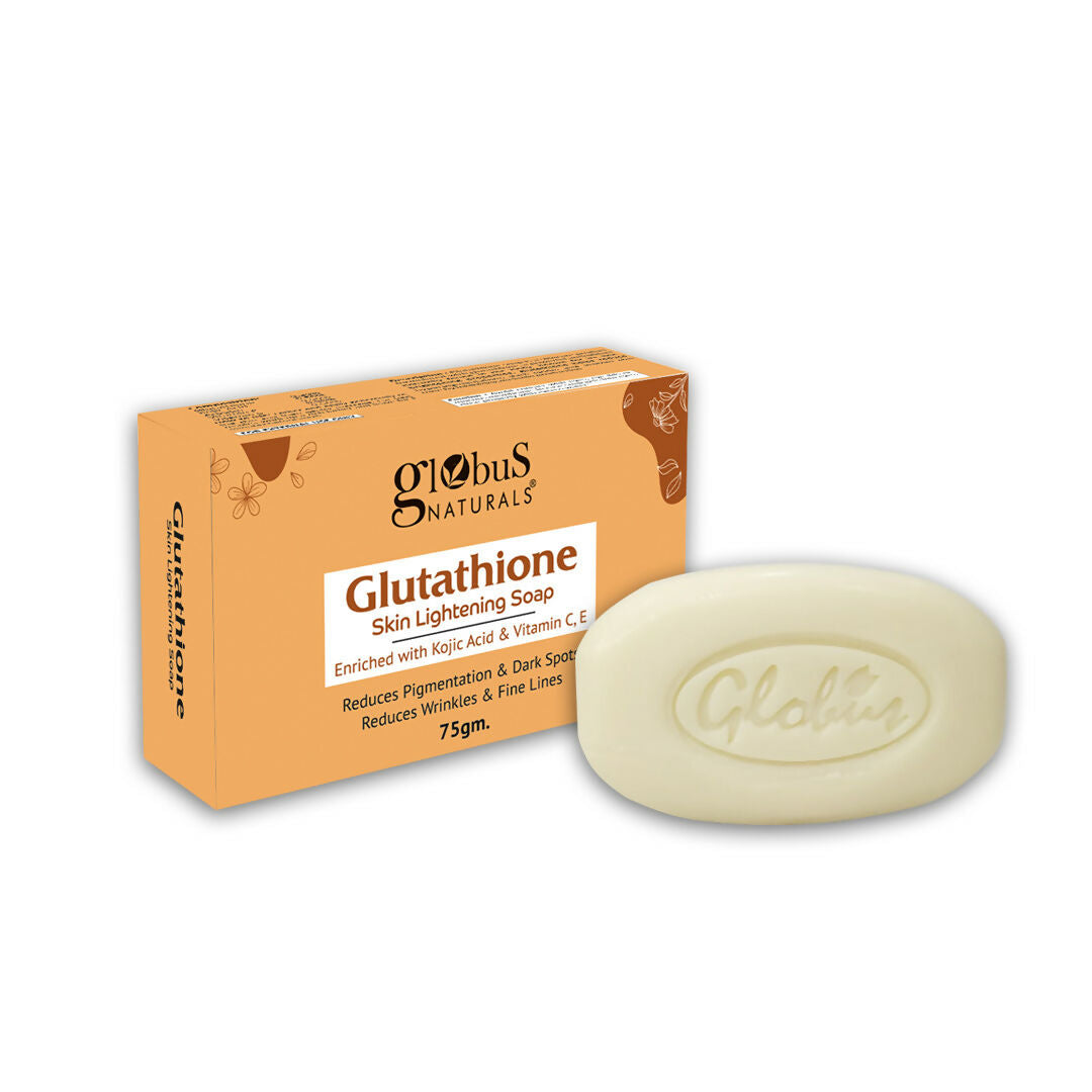 Globus Naturals Glutathione Skin Lightening Soap Enriched with Kojic Acid & Vitamin C, E, Reduces Dark Spots, Wrinkles & Fine Lines