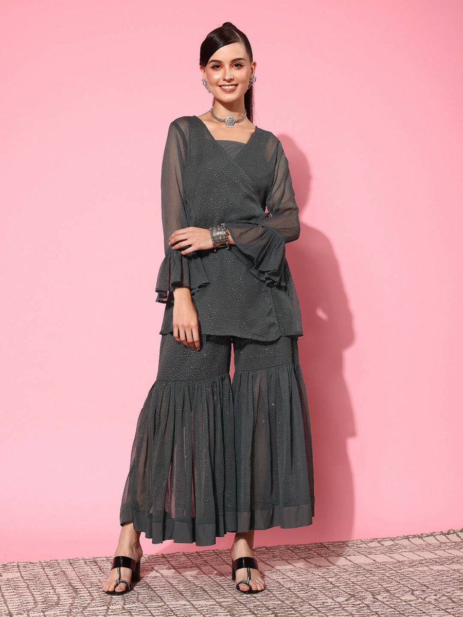 Ahalyaa Women's Traditional Wear Co-ods - Grey - Distacart
