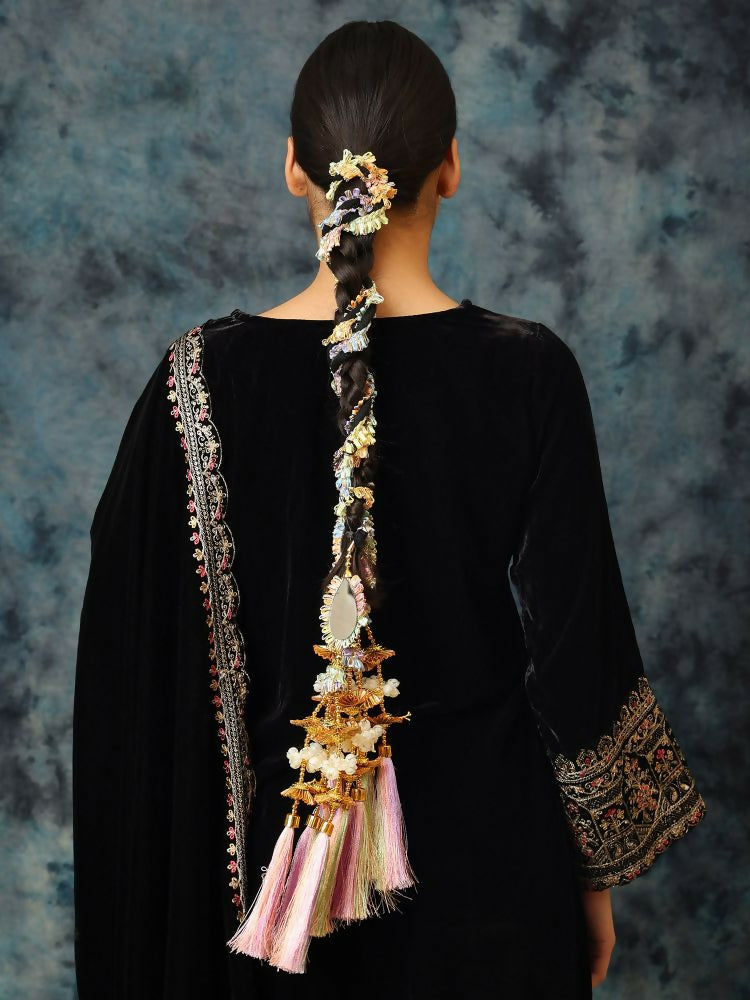Ruby Raang Colorful Gota Pati Work And Colorful Pastel Hues Threadswith And Black Thread & Mirros - Distacart