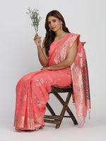 Thumbnail for Astita Linen Cotton Peach Saree