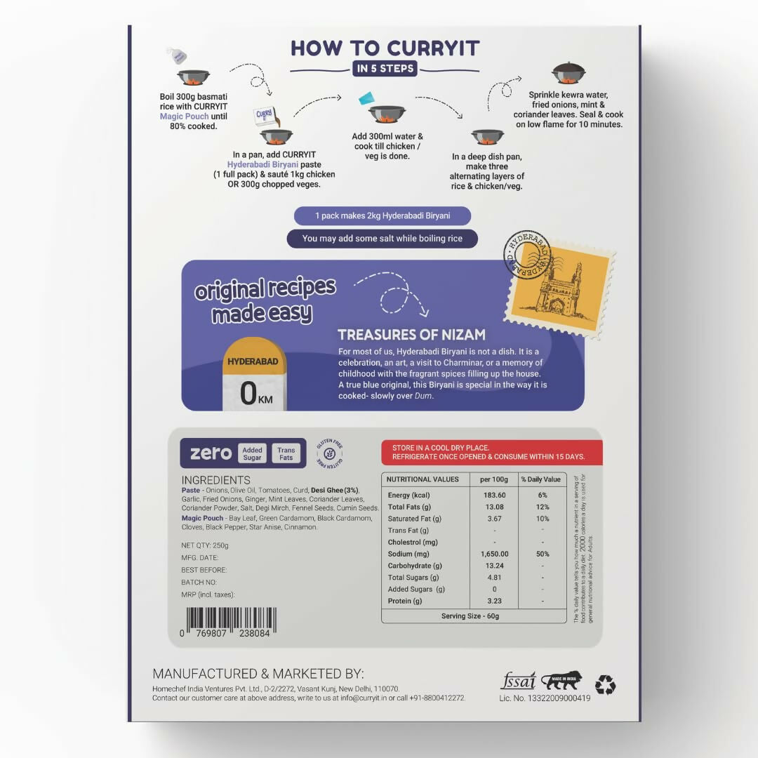 CURRYiT Instant Hyderabadi Biryani Premium Cooking Paste - Distacart