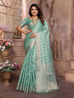 Thumbnail for Aastha Fashion Sea Green Soft Organza Silk Weaving Saree - Distacart