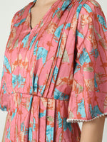 Thumbnail for Myshka Women's Pink Printed Dress - Distacart