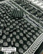 Thumbnail for Black Poly Georgette Ajrak Saree with Unstitched Blouse - Hiral Fashion - Distacart