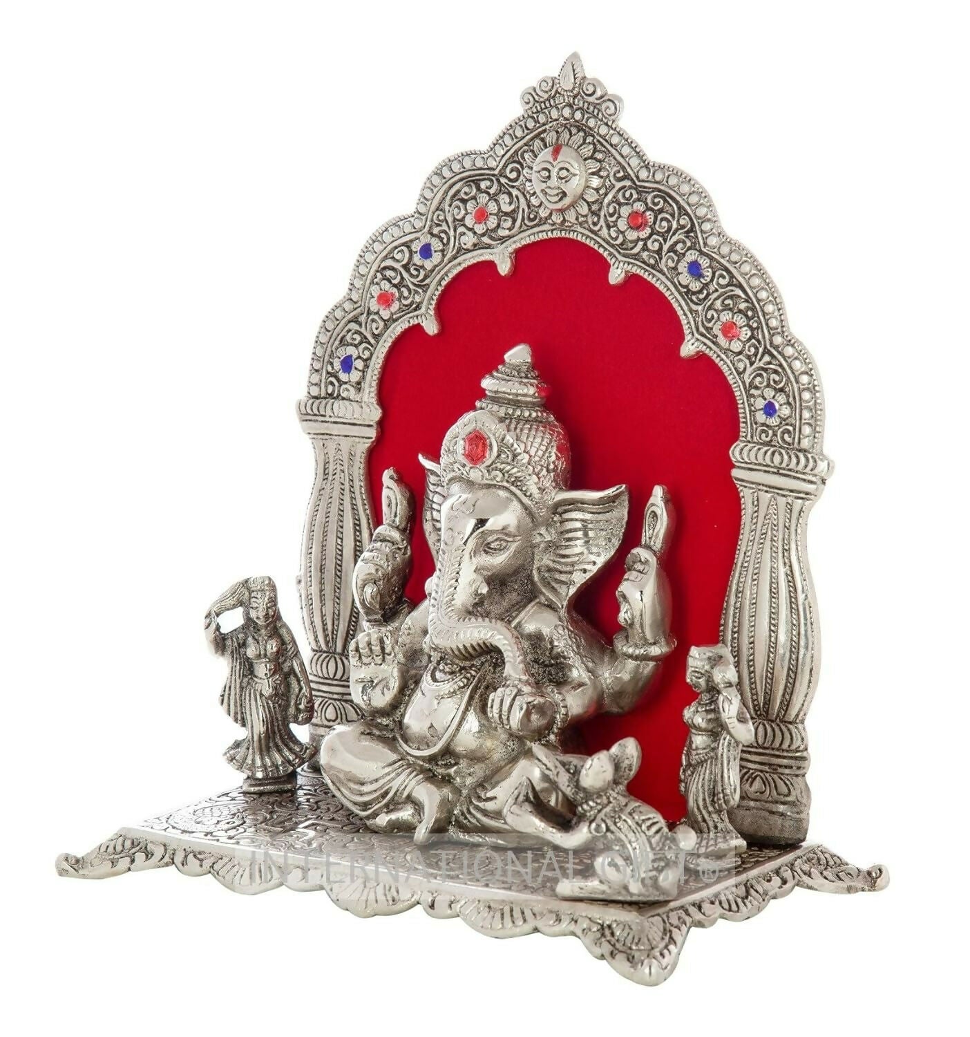 International Gift Silver-Plated Oxidized Finish Ganesha Idol - Distacart