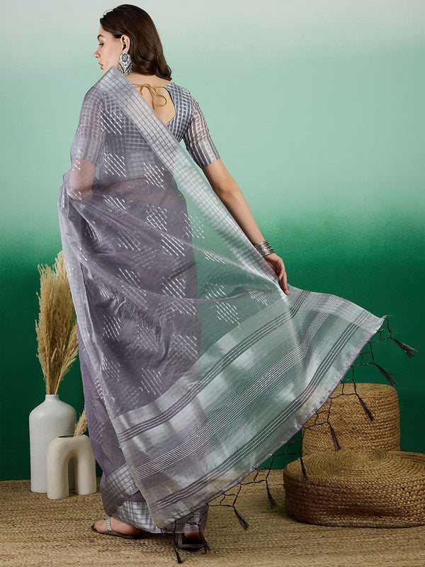 Mitera Striped Zari Organza Banarasi Saree - Distacart