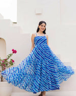 Thumbnail for Aayaa Designer crape hand work Multi indo western - Blue