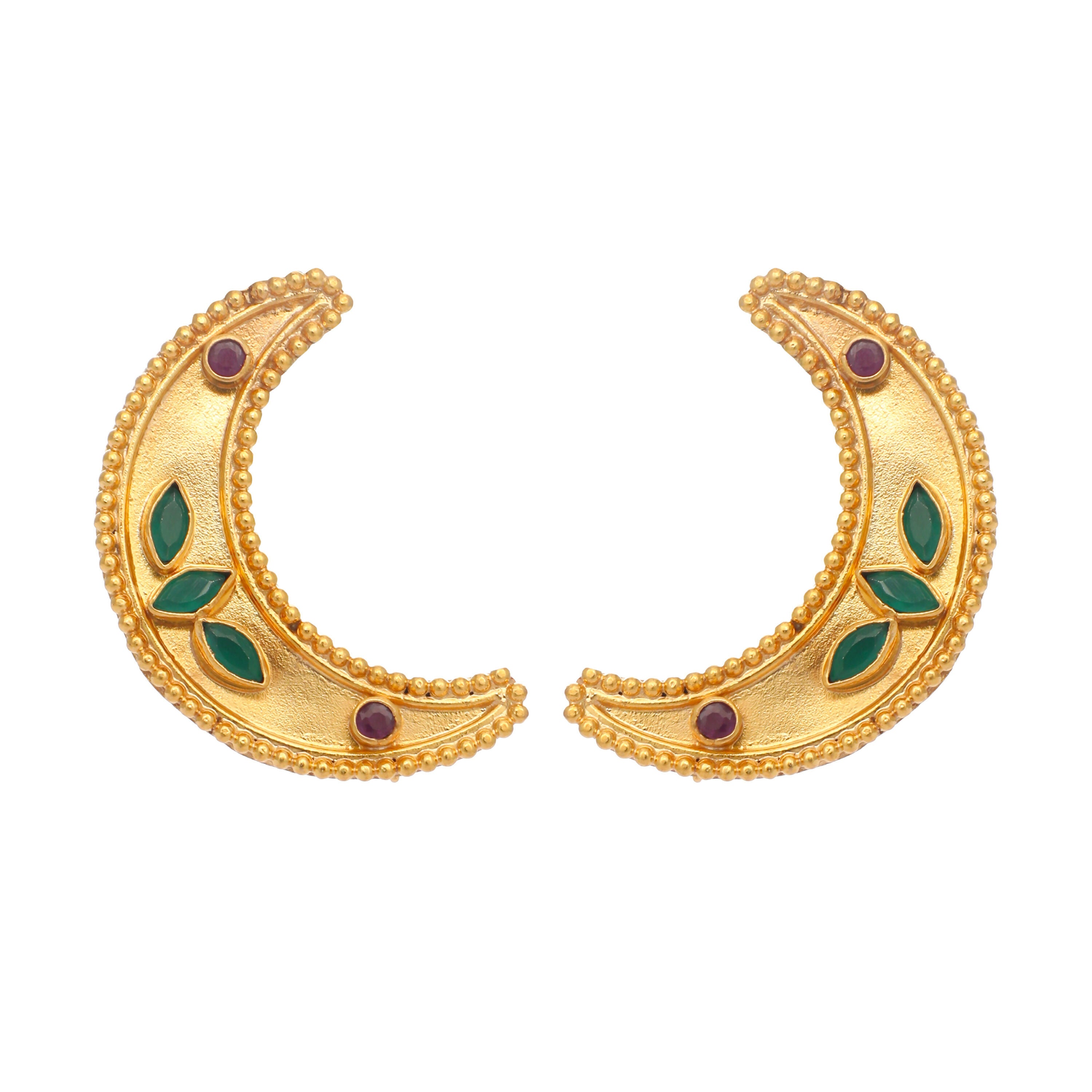 Nuyug 22K Gold Plated Green Lunar Earrings - Distacart