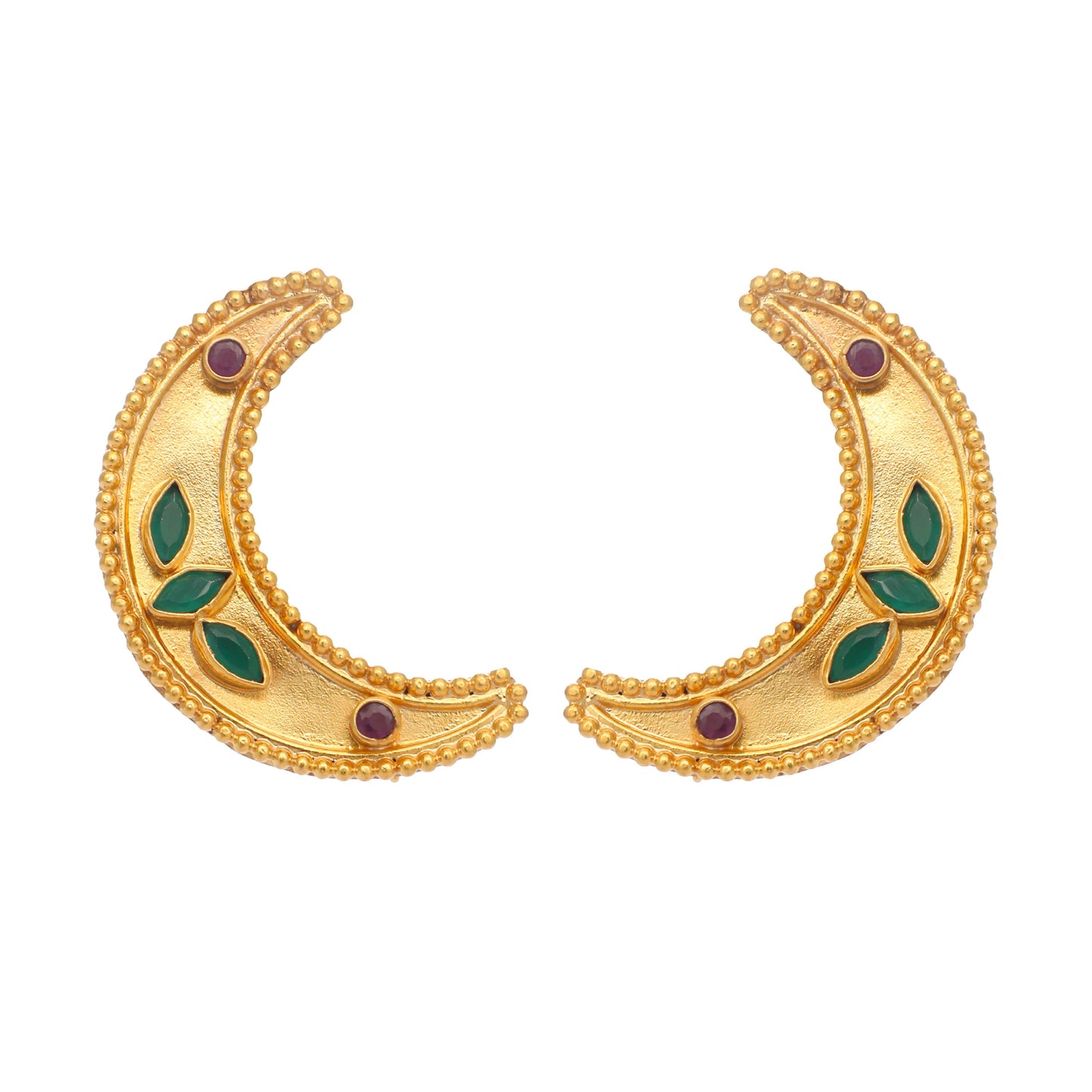 Nuyug 22K Gold Plated Green Lunar Earrings - Distacart