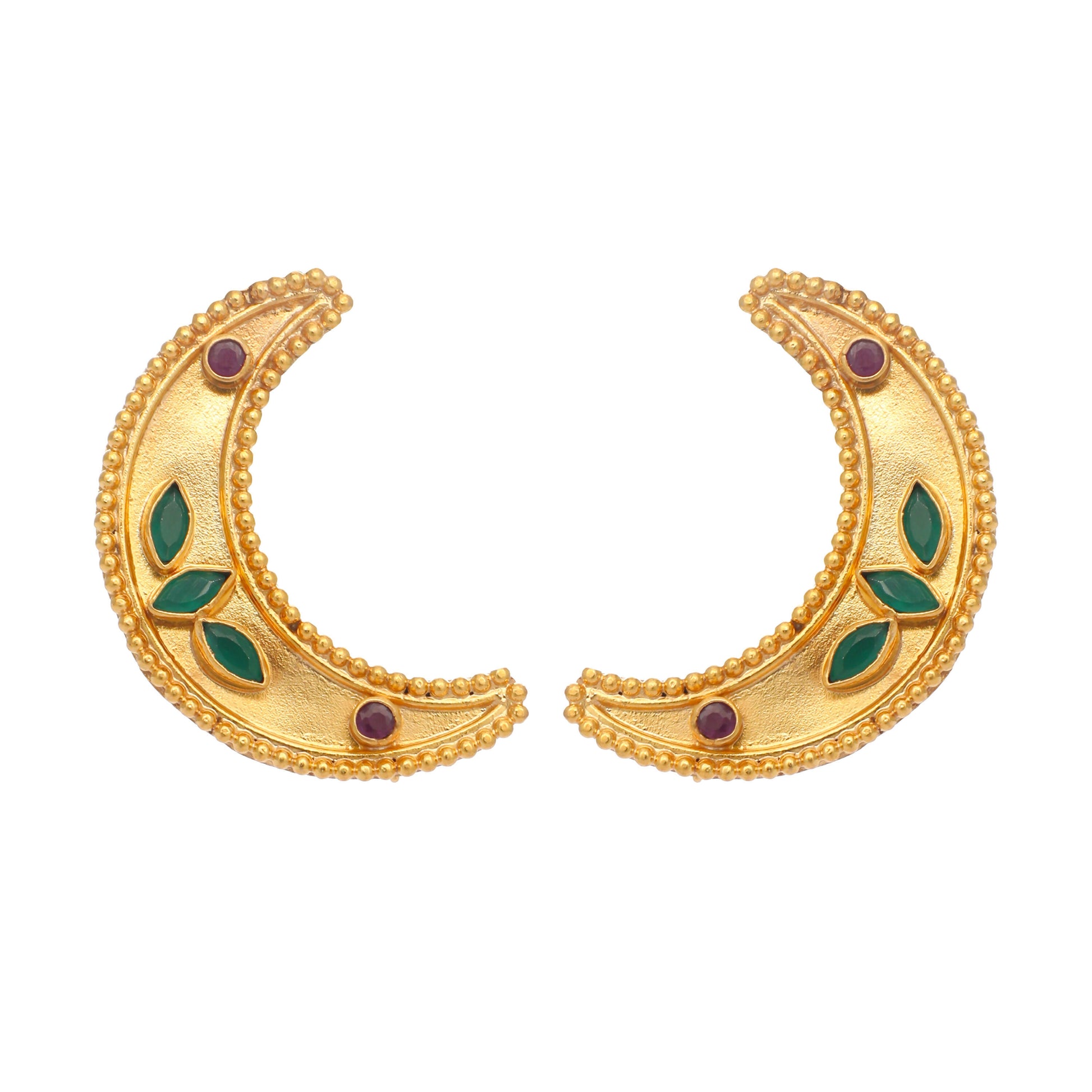 Nuyug 22K Gold Plated Green Lunar Earrings - Distacart