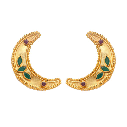 Nuyug 22K Gold Plated Green Lunar Earrings - Distacart