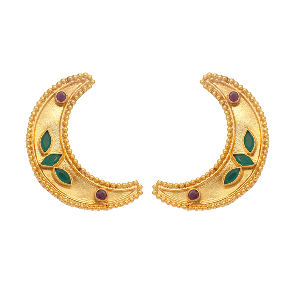Nuyug 22K Gold Plated Green Lunar Earrings