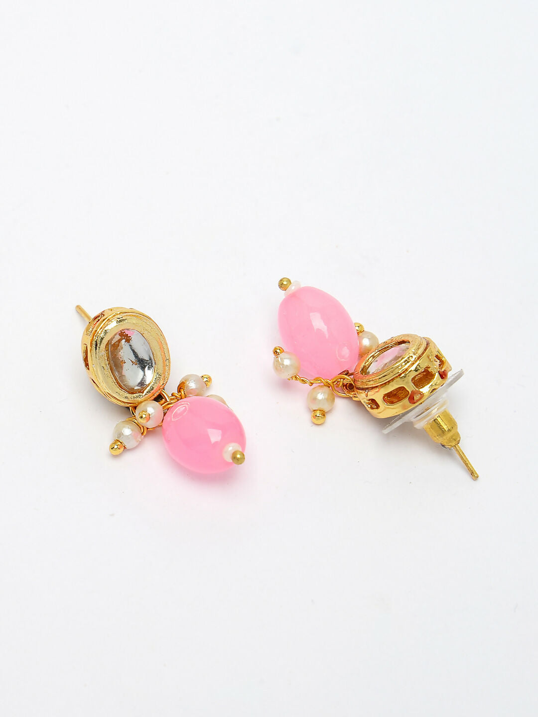 NVR Women's Pink Artificial Beads Layered Necklace with Drop Earring - Distacart