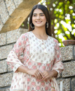 Thumbnail for Kaajh Women's White Cotton Mirror Work Kurta Pant Set With Dupatta - Distacart