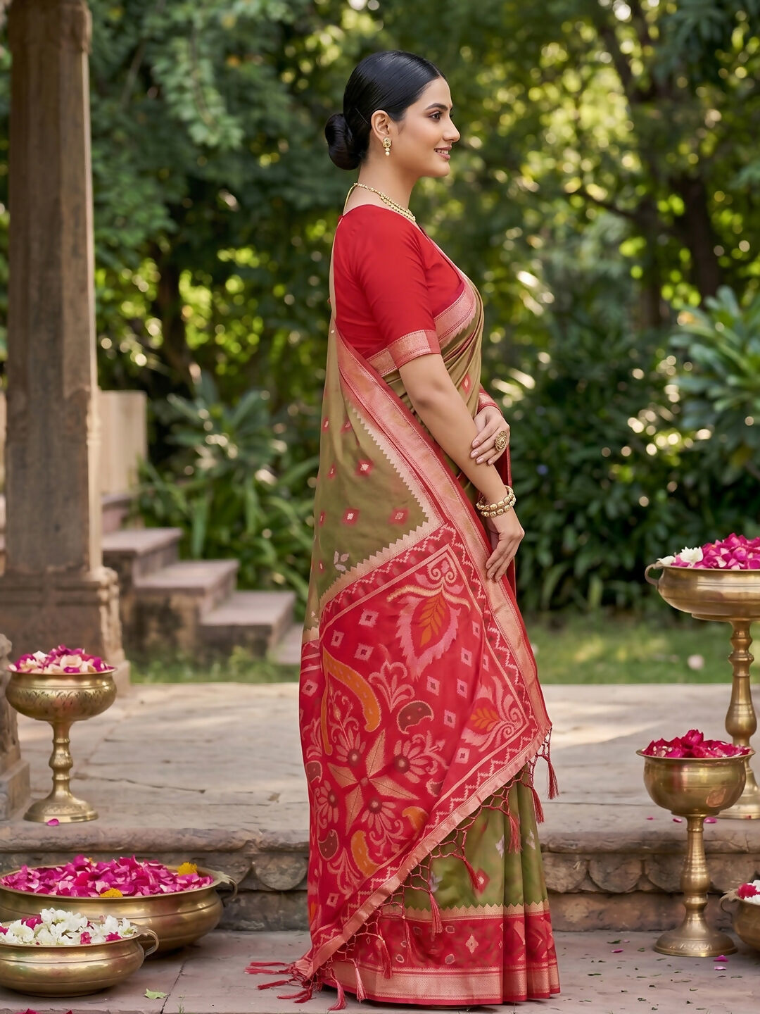Shree Shyam Fashion Mehndi Soft Silk Saree - Dista