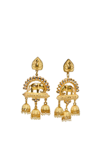 Thumbnail for Beige Traditional Gold-Polished Elephant Design Kundan Jhumka Jhumki Earrings Indian Jewellery For Women & Girls By House of Ree - Distacart