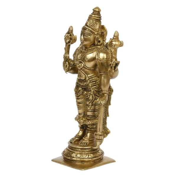 Idole Lord Vishnu Sur Garuda En Laiton Doré Antique - Hauteur 22,9 Cm - Artvarko