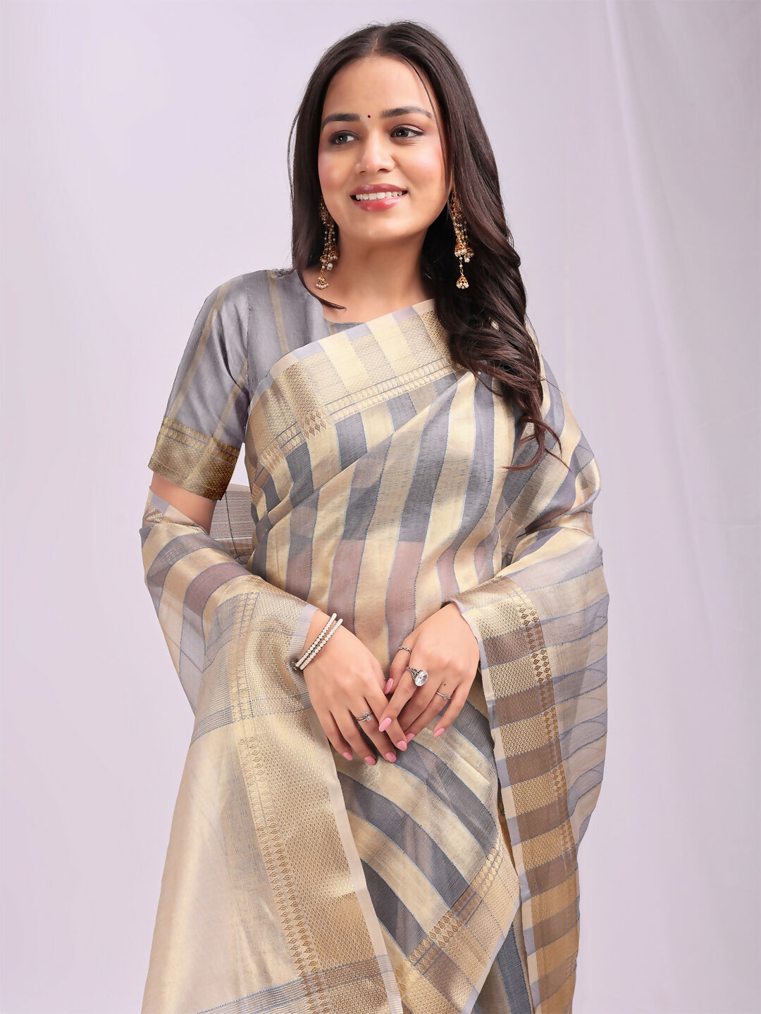 Astita Organza Grey Saree
