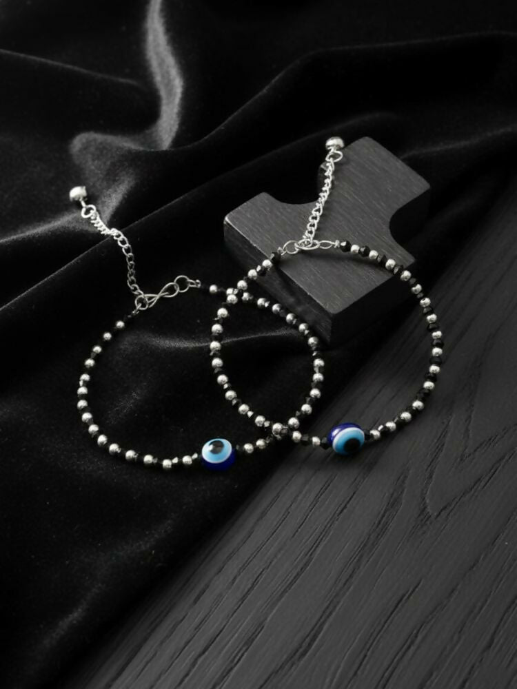 NVR Women Evil Eye Silver Plated Artificial Beads Anklet - Distacart