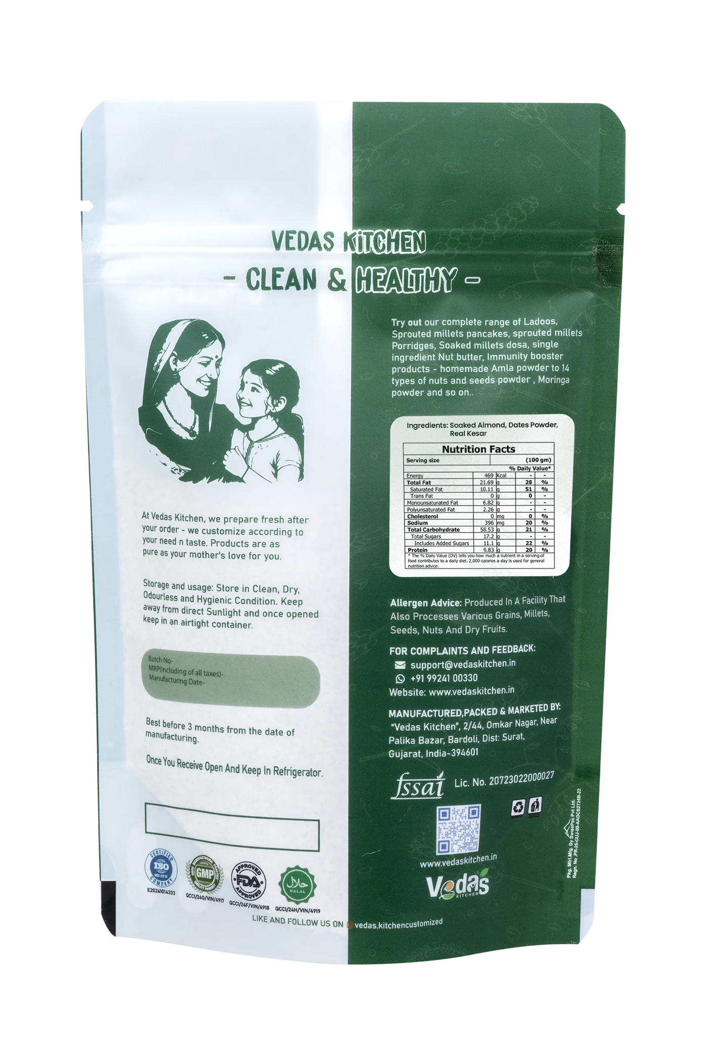 Vedas Kitchen Kesari Badam Milk Mix - Dista