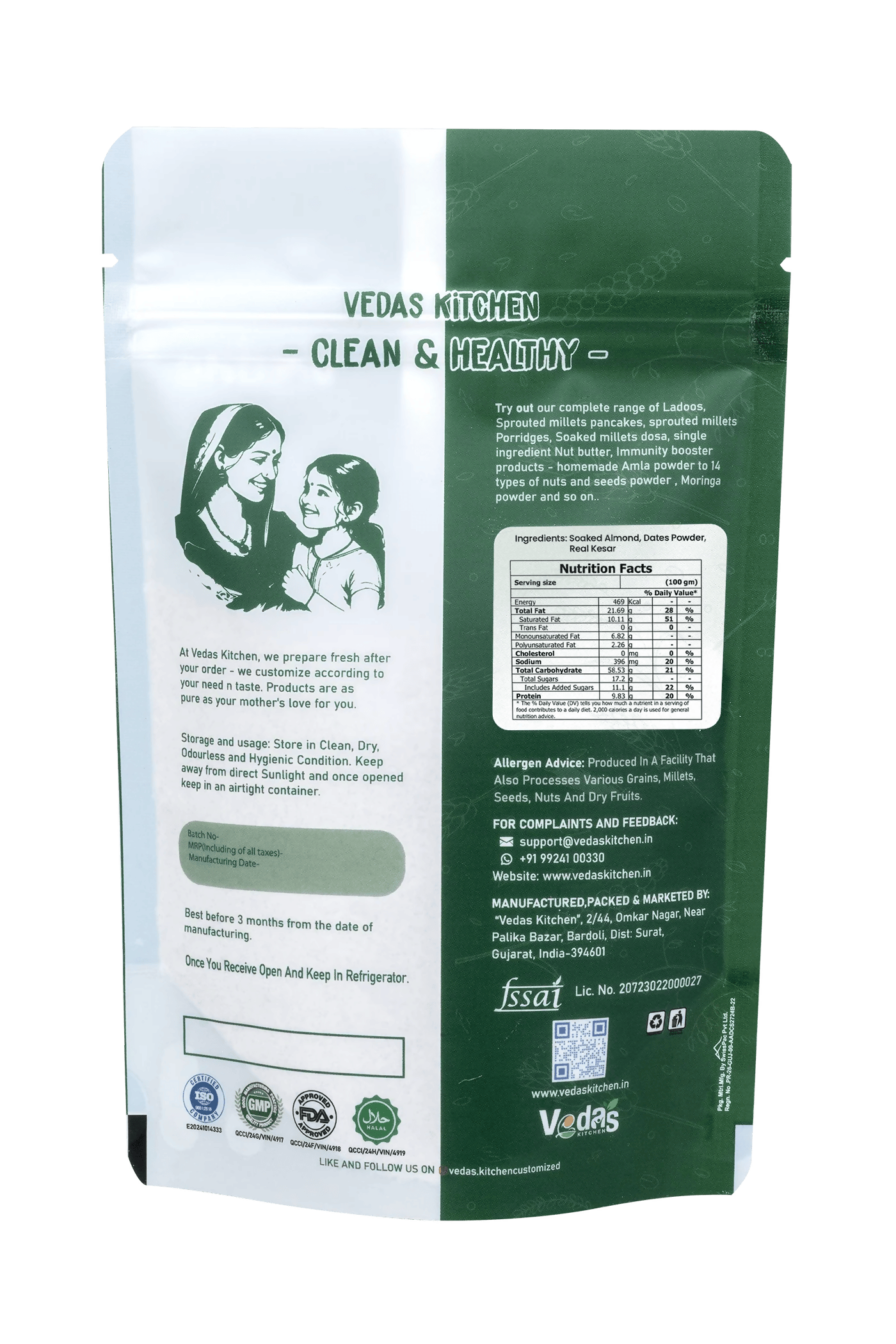 Vedas Kitchen Kesari Badam Milk Mix - Dista
