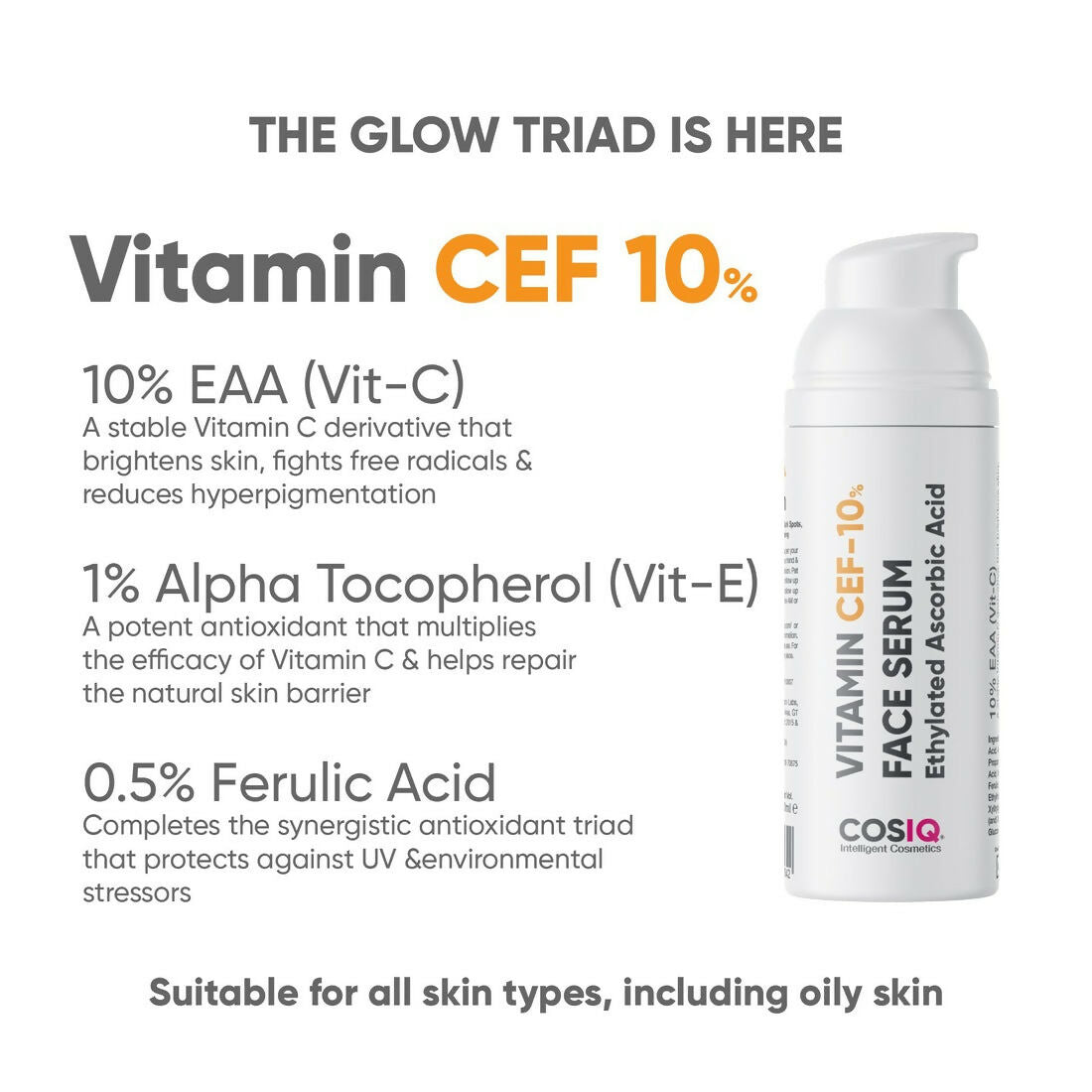 Cos-IQ Vitamin CEF-10% Face Serum - Distacart