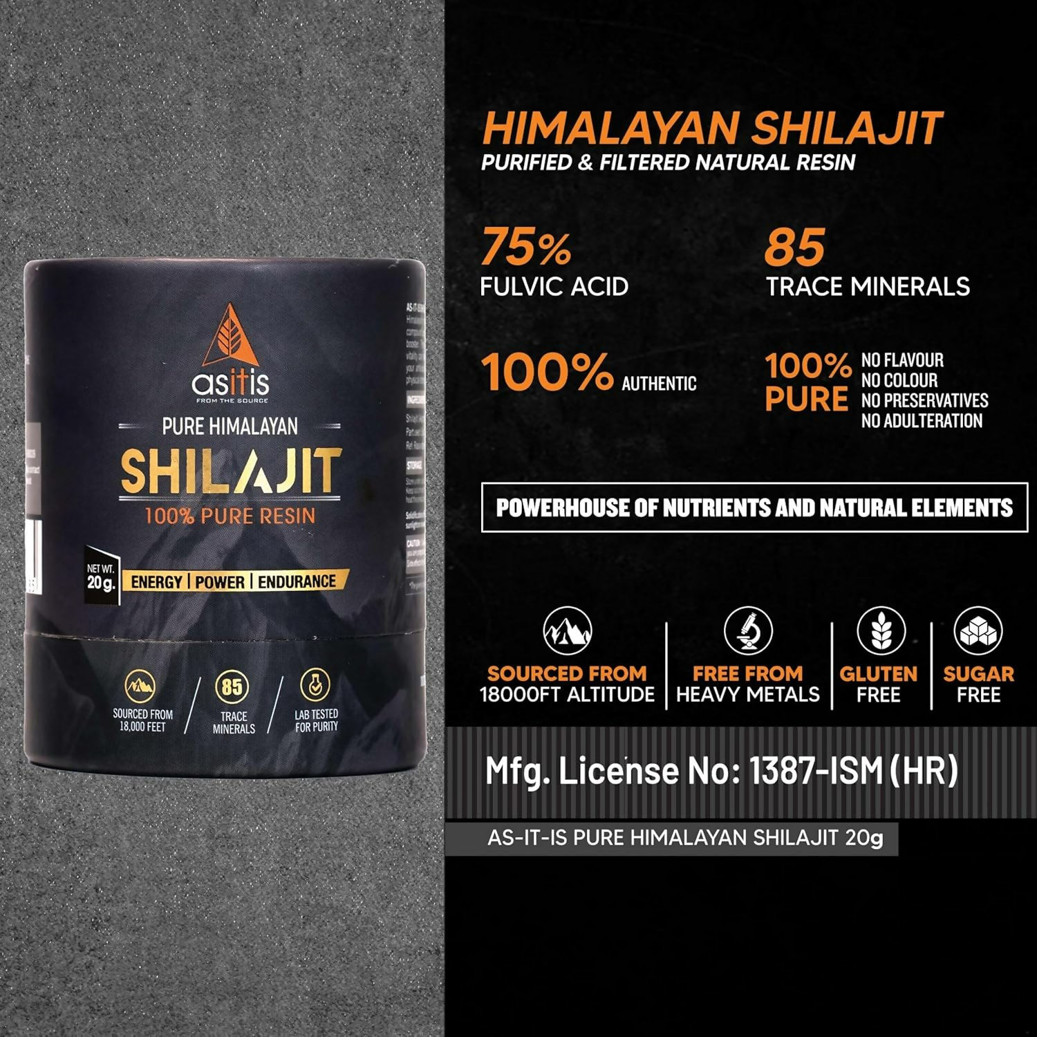 AS-IT-IS Nutrition Pure SJ 100% Natural Himalayan Resin