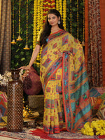 Thumbnail for Astita Linen Cotton Yellow Saree