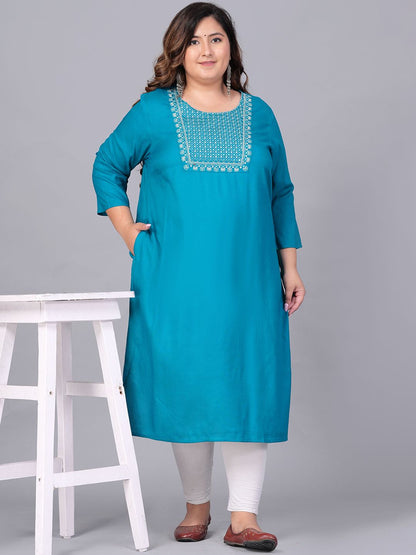 Sztori Women Yoke Design Flared Sleeves Thread Work Kurta - Distacart