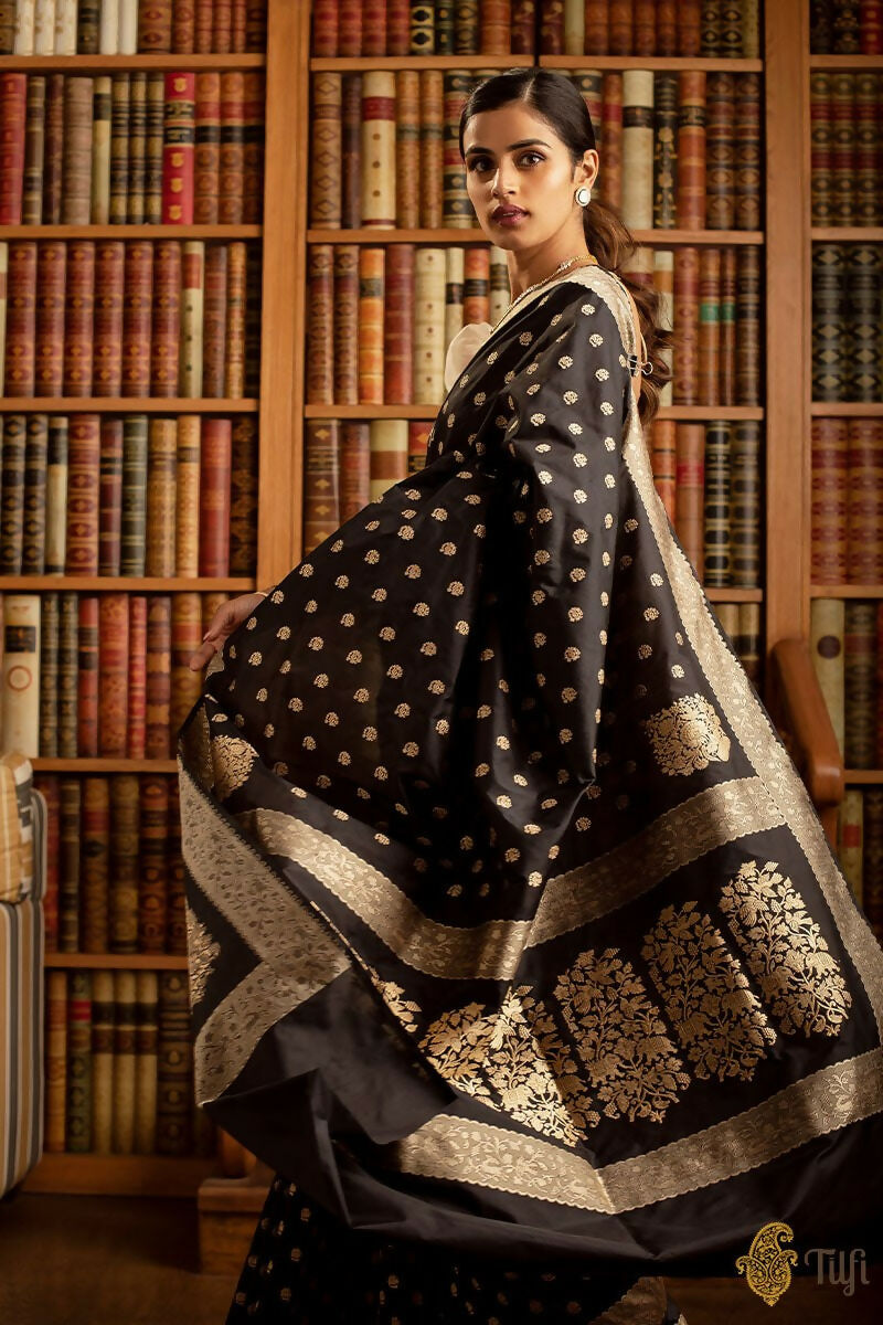 Preksha Creation Indian Style Banarasi Soft Silk Women Saree - Black - Distacart