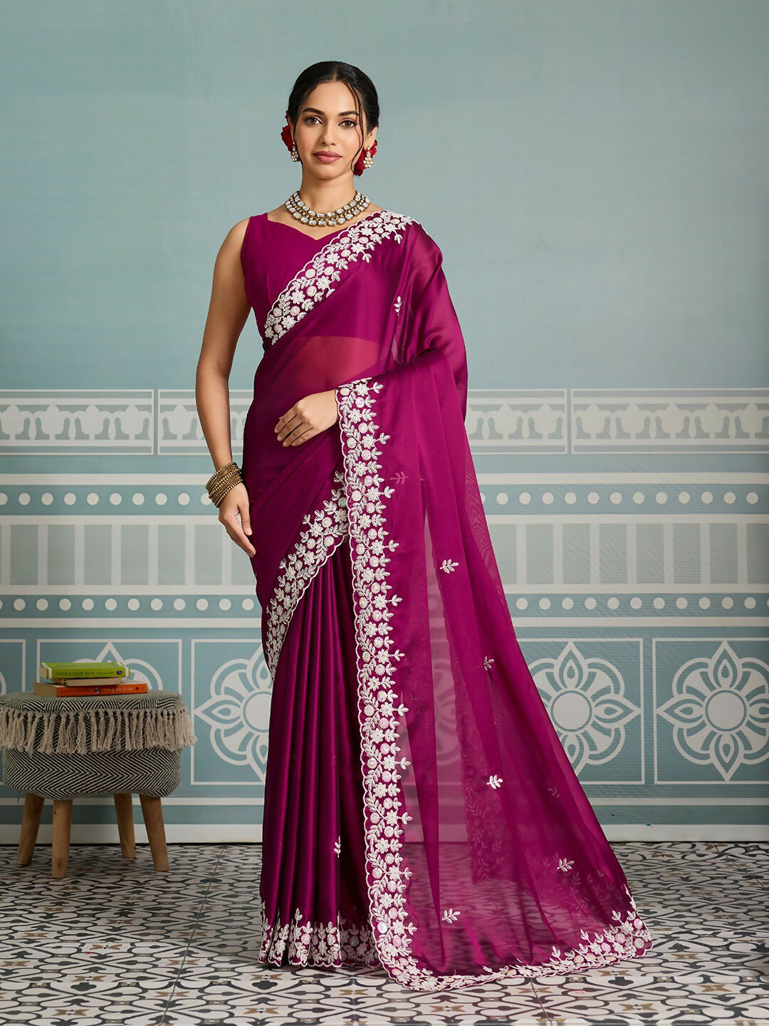 Teeya Creation New Trendy Party Wear Soft Silk Saree-Pink - Dista