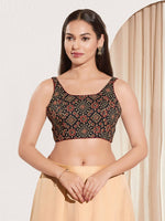 Thumbnail for Joban Fashion Black Cotton Padded Blouse With Square Neck Sleeveless - Distacart