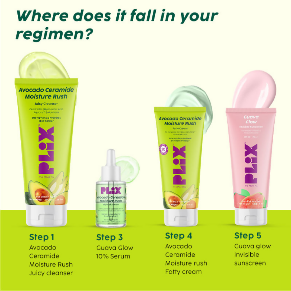 PLIX The Plant Fix Avocado Ceramide Moisture Rush Skincare Duo - Serum & Cream - Distacart