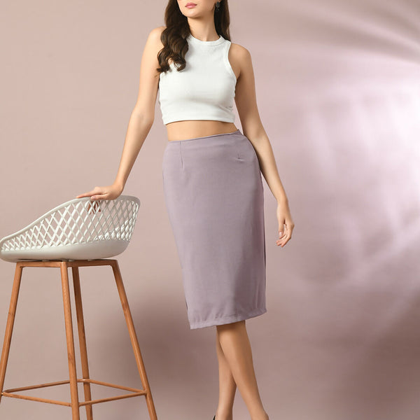 Myshka Women's Lavender Solid Knee Length Party Embellished Skirts - Distacart