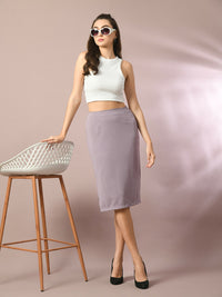 Thumbnail for Myshka Women's Lavender Solid Knee Length Party Embellished Skirts - Distacart