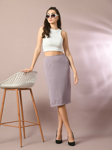 Myshka Women's Lavender Solid Knee Length Party Embellished Skirts - Distacart