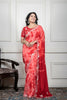 Morchari Red Crepe Hand Embroidery Saree And Stitched Blouse - Distacart
