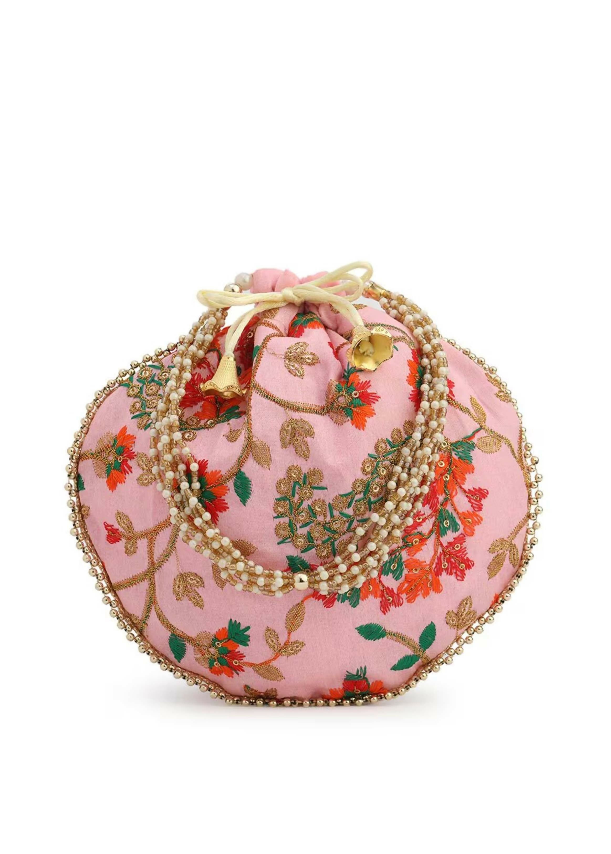 Joban Fashion Embroidered Potli Clutch - Peach
